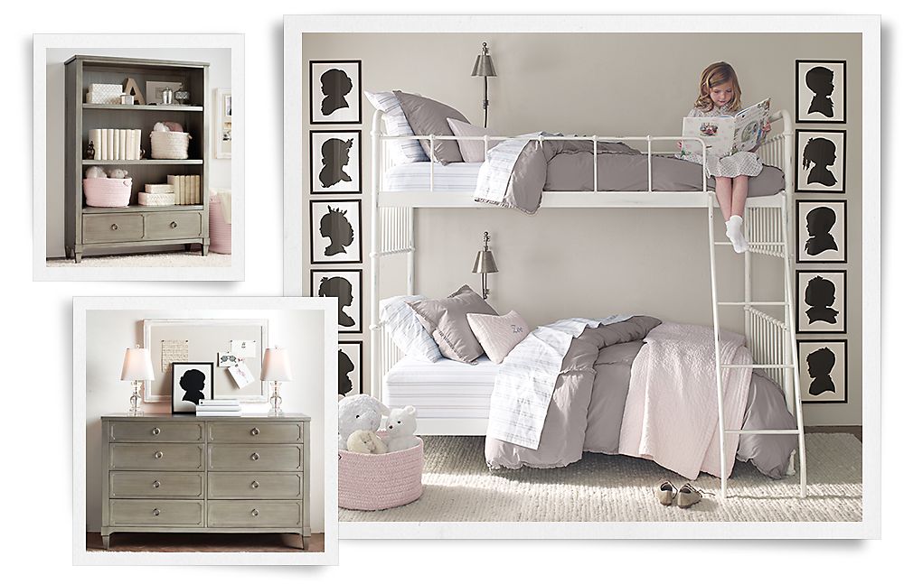 Лаконичная детская для двух девочек Restoration Hardware