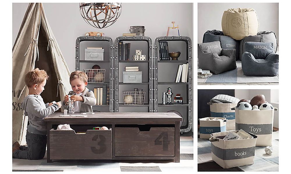 Игровая комната в индустриальном стиле Restoration Hardware