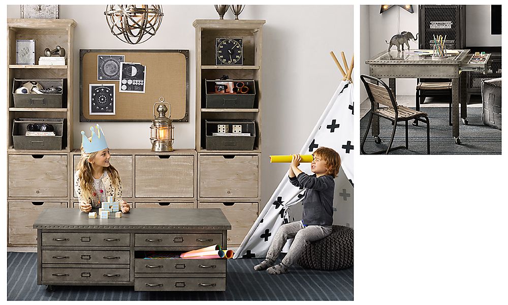 Игровая комната в стиле лофт Restoration Hardware