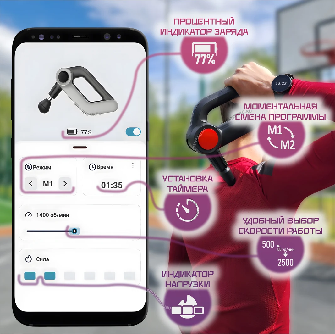 управление массажёром через приложение Bluetooth