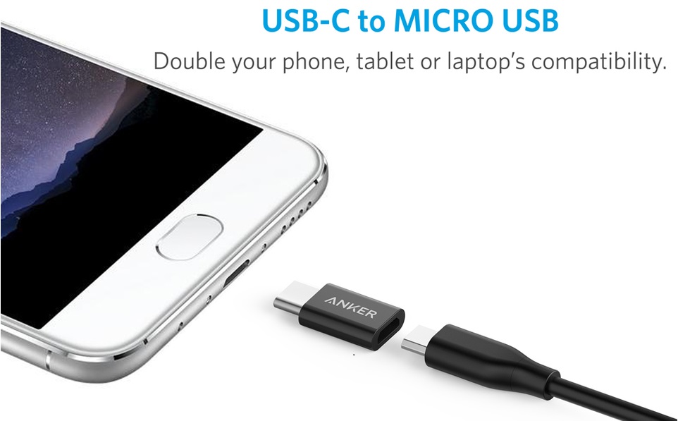 Anker [2-Pack] PowerLine USB-C to Micro USB Female Adapter