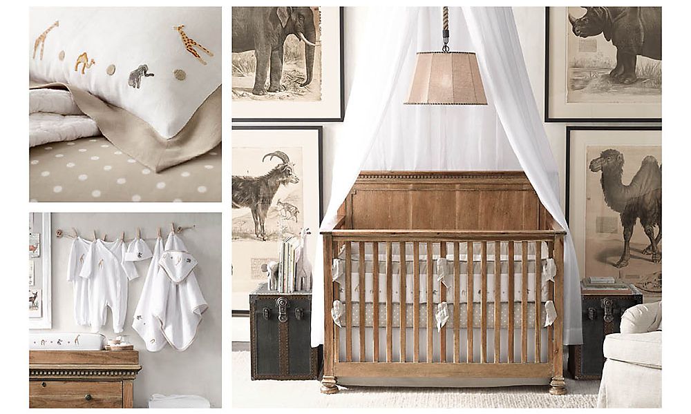 Детская в стиле сафари для малыша Restoration Hardware