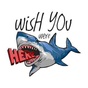принт с акулой Wish you were here