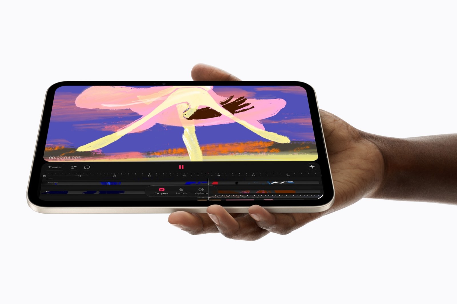 iPad mini 2026 в горизонтальном положении в руке iPad mini 2026 в горизонтальном положении в руке