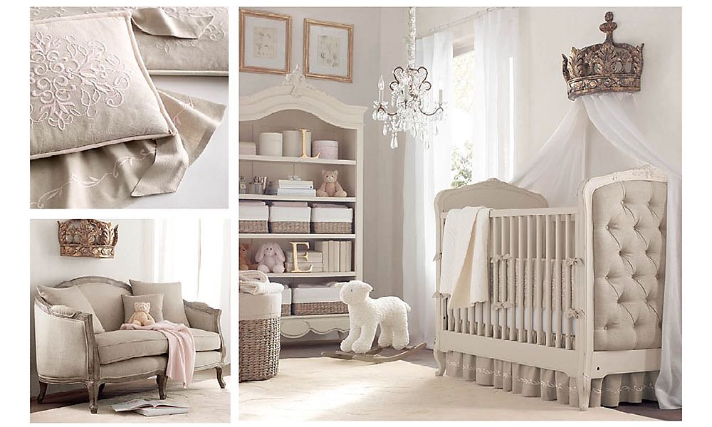 Нежная комната в классическом французском стиле для малышки Restoration Hardware