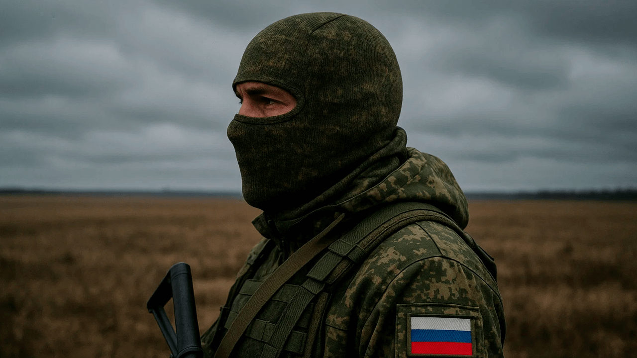 Российский военный с балаклавой Российский военный с балаклавой