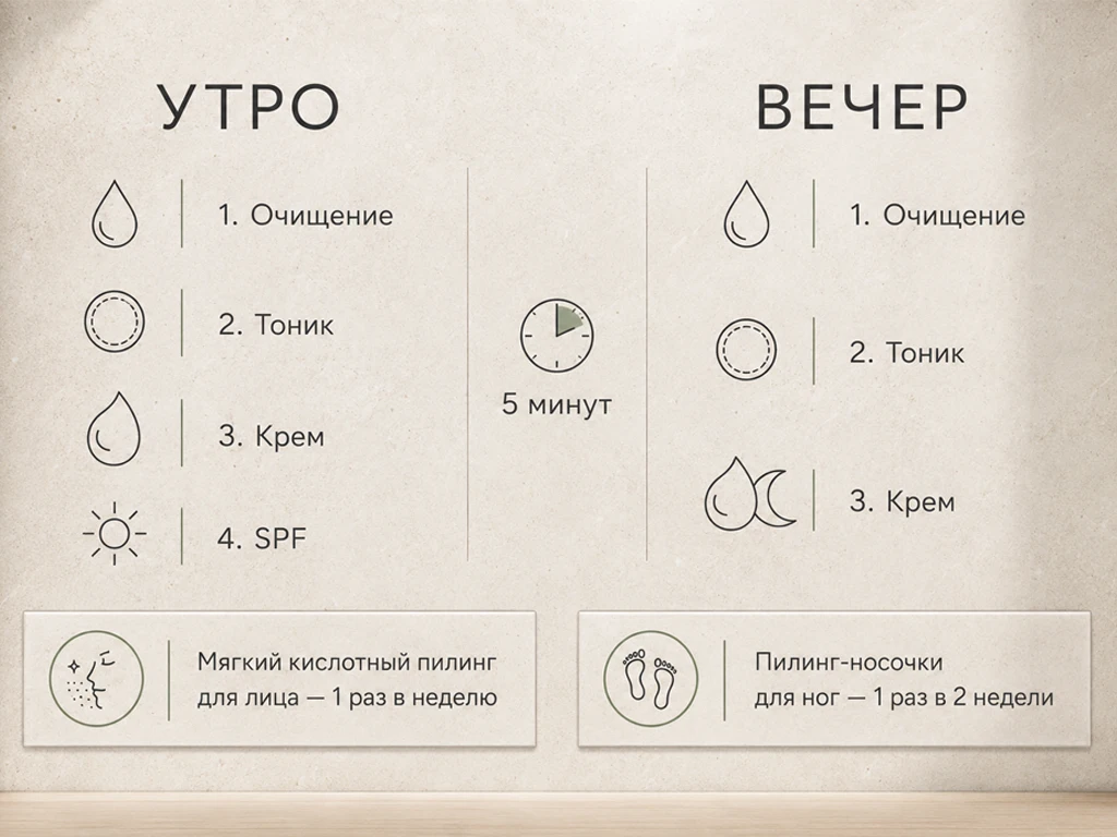 Минимальная рутина: утро и вечер