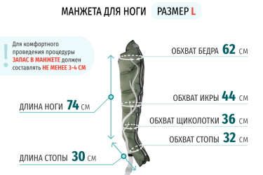 Размеры манжеты ноги L Размеры манжеты ноги L