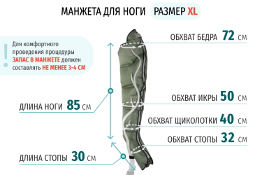 Размеры манжеты ноги XL