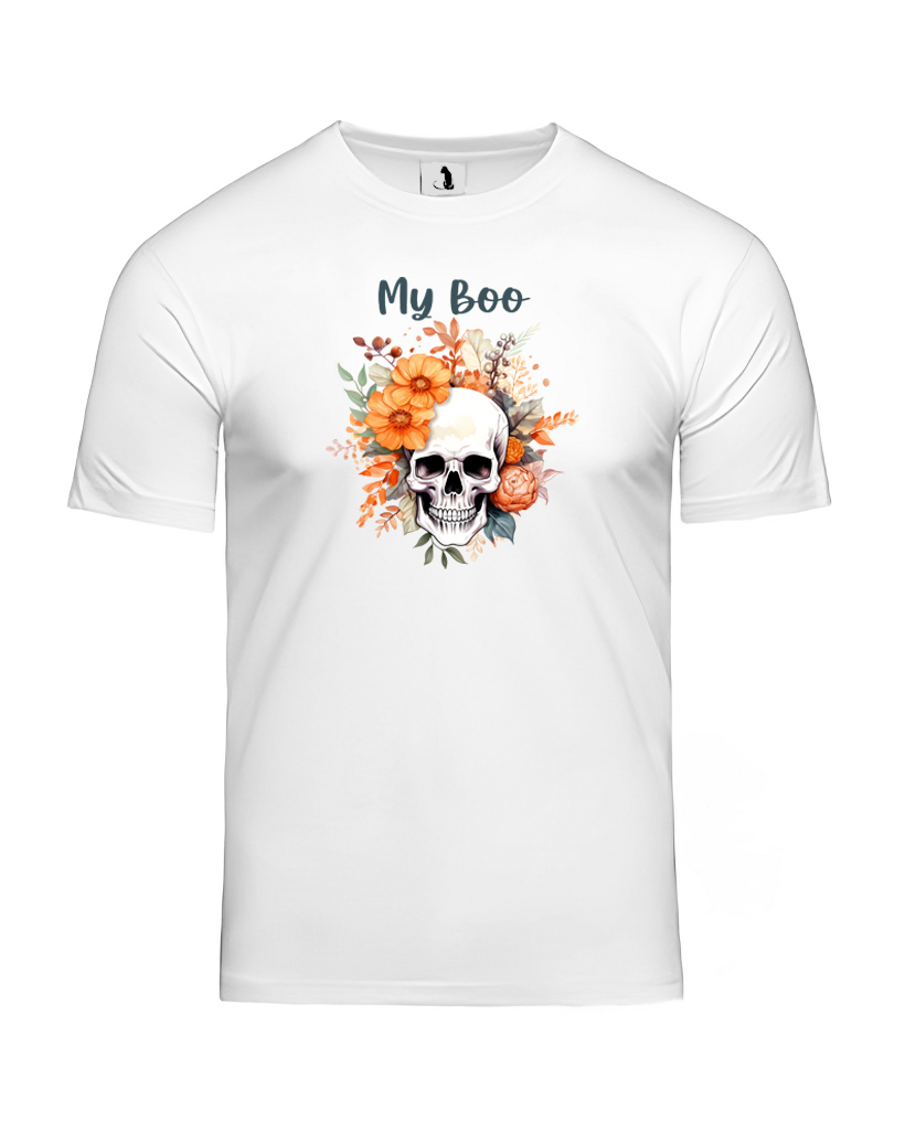 Образец unisex футболки на Хэллоуин My Boo классического прямого кроя Футболка на Хэллоуин My Boo unisex классического прямого кроя