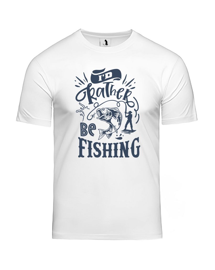 Образец футболки Id rather be fishing unisex классического прямого кроя Футболка Id rather be fishing unisex классического прямого кроя белая