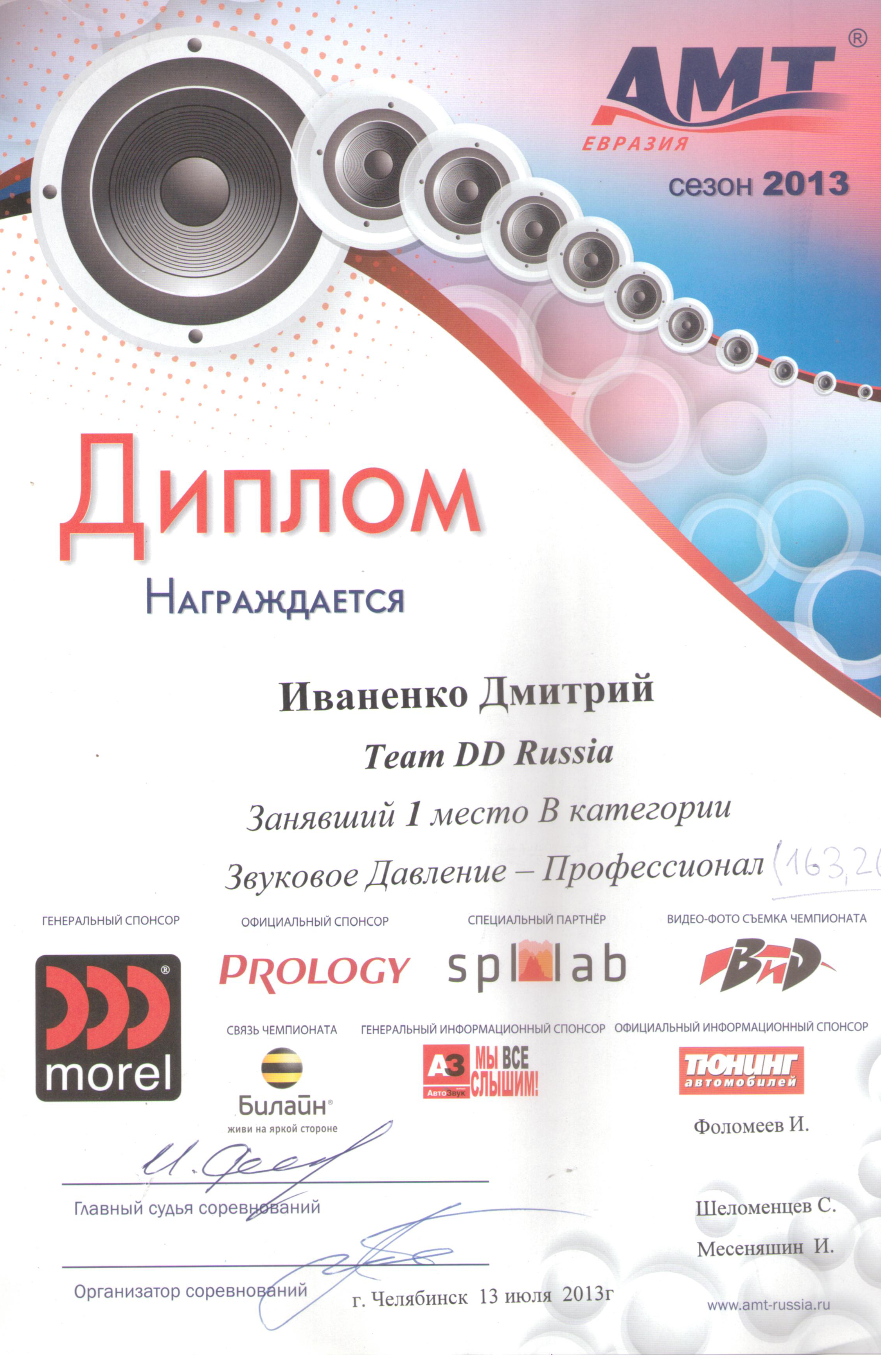 1 место АМТ Челябинск 2013г