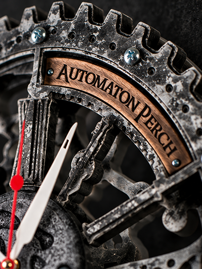Деревянная плашка часов Automaton &laquo;Окунь&raquo; с примером гравировки