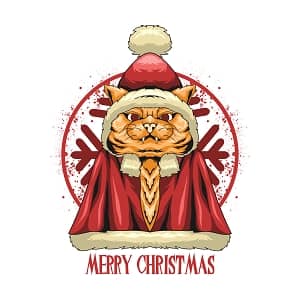 Принт Новогодний с котом