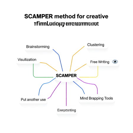 <img src="scamper-method-visual.jpg" alt="SCAMPER method diagram for creative thinking development">