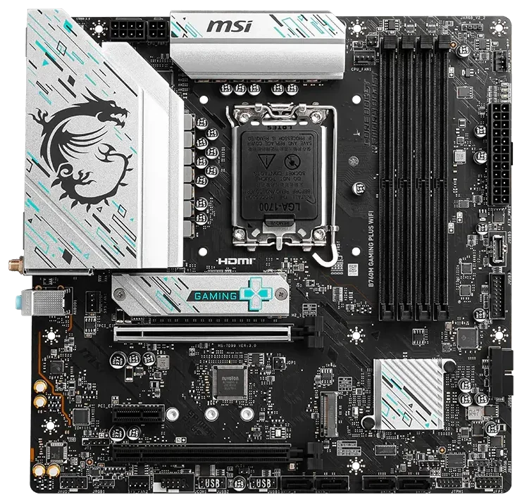 Материнская плата MSI B760M GAMING PLUS WIFI, вид сверху