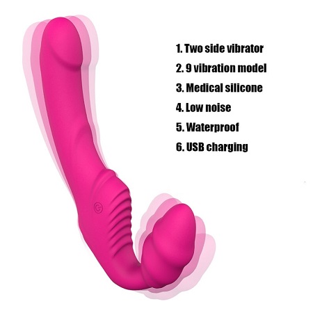 Безремневой анатомический G-spot Strapon HWOK с двумя вибрирующими концами