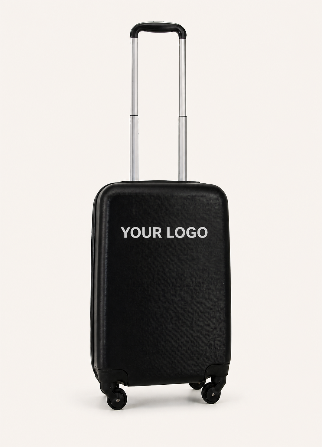Чёрный чемодан с мокапом YOUR LOGO
