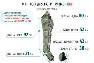 Размеры манжеты ноги XXL Размеры манжеты ноги XXL
