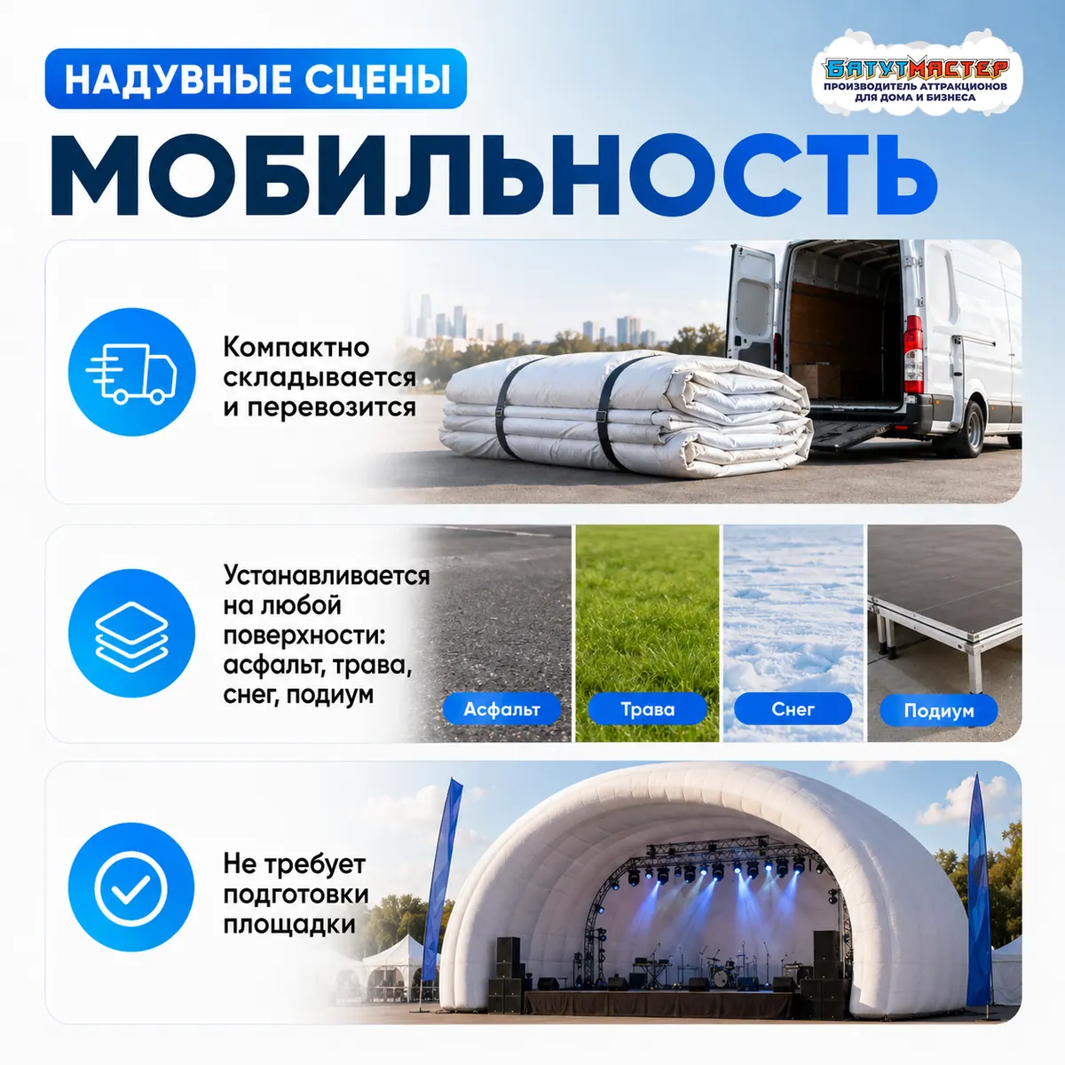 Мобильность надувной сцены