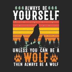 Принт с волком Always be yourself