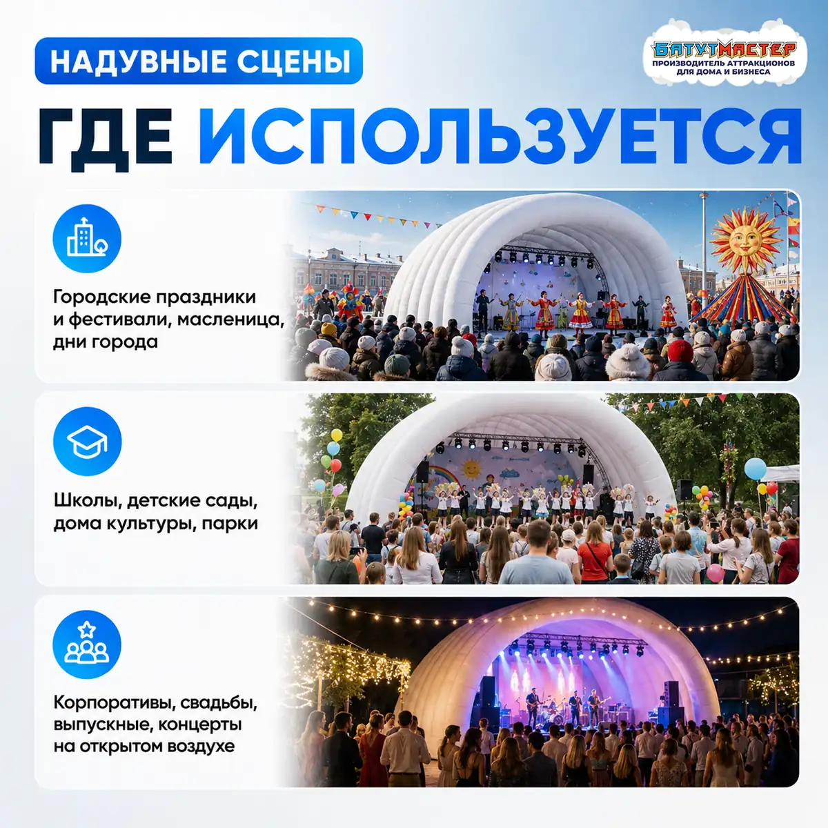 Где используется надувная сцена
