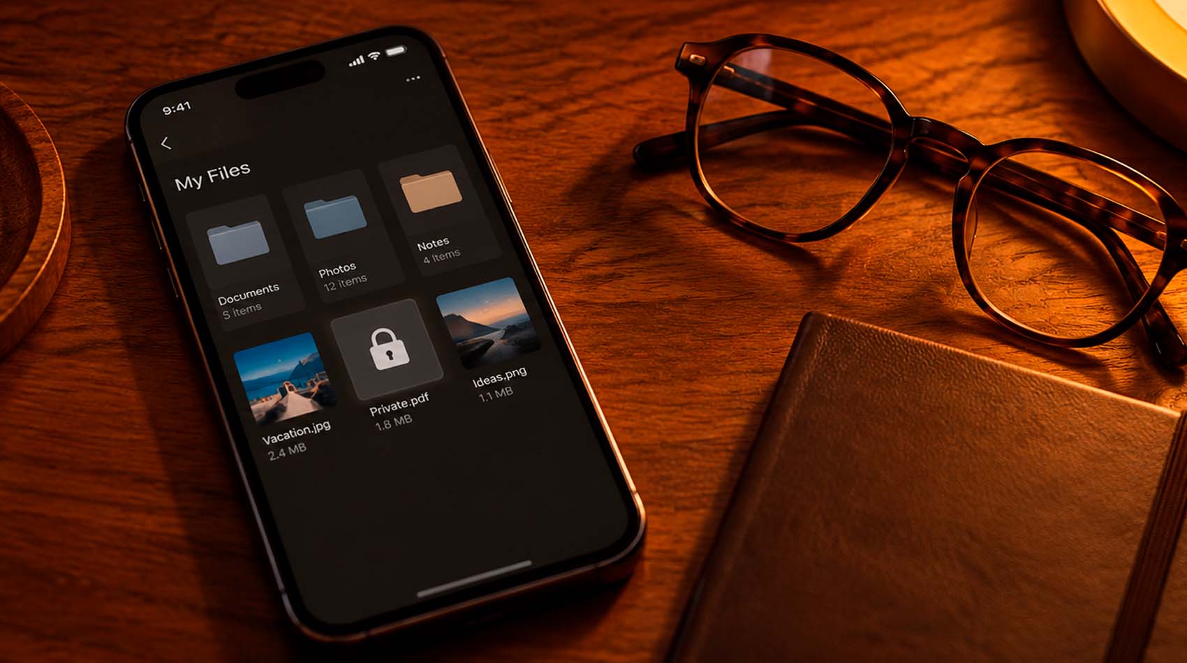 Смартфон с настройками защищённой папки для личных документов Смартфон с настройками защищённой папки для личных документов