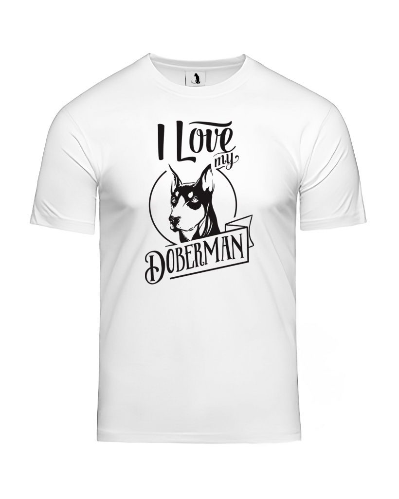 Образец футболки с доберманом unisex классического прямого кроя Футболка с доберманом unisex