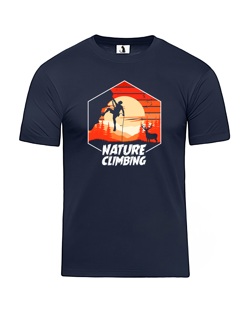 Образец футболки со скалолазом Nature Climbing unisex классического прямого кроя Футболка со скалолазом Nature Climbing unisex