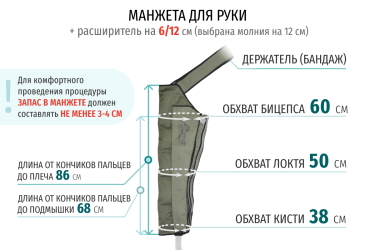 Размеры манжеты руки с расширителем на 12 см (молния на 12 см) Размеры манжеты руки с расширителем на 12 см (молния на 12 см)
