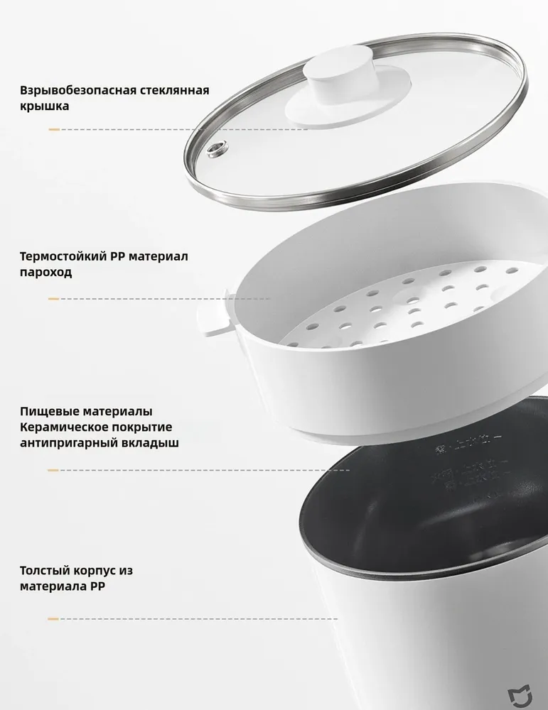 Пароварка электрическая Xiaomi Multifunctional Cooker 1.5L (MEC01)