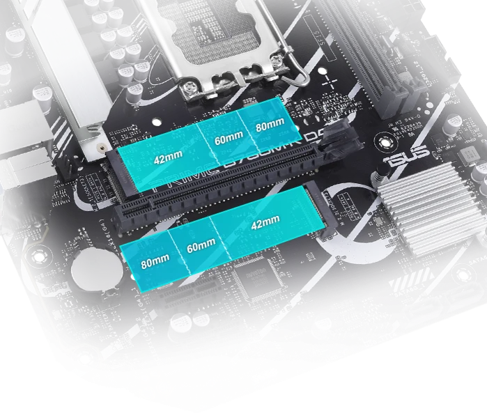 Слоты M.2 платы ASUS PRIME B760M-K D4