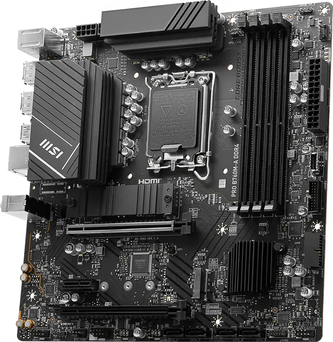 Материнская плата MSI PRO B760M-A, вид сбоку