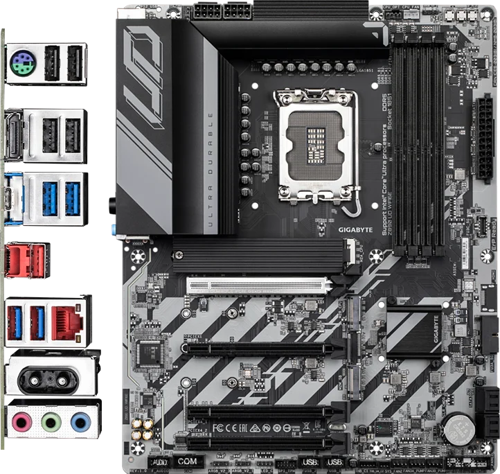 Панель ввода-вывода и плата GIGABYTE Z890 UD WIFI6E
