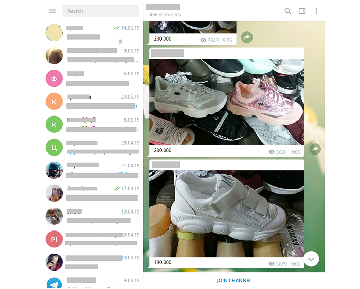 Канал в Telegram интернет-магазина обуви