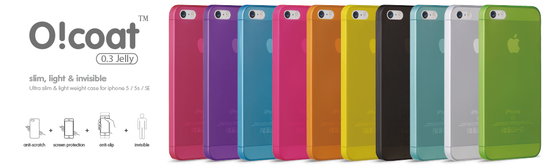 Оригинальные, ультратнокие накладки Ozaki O!coat 0.3 Jelly для iPhone 5&nbsp;/ 5S / SE.