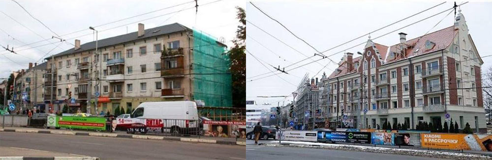 Отделка фасада дома пенодекором.