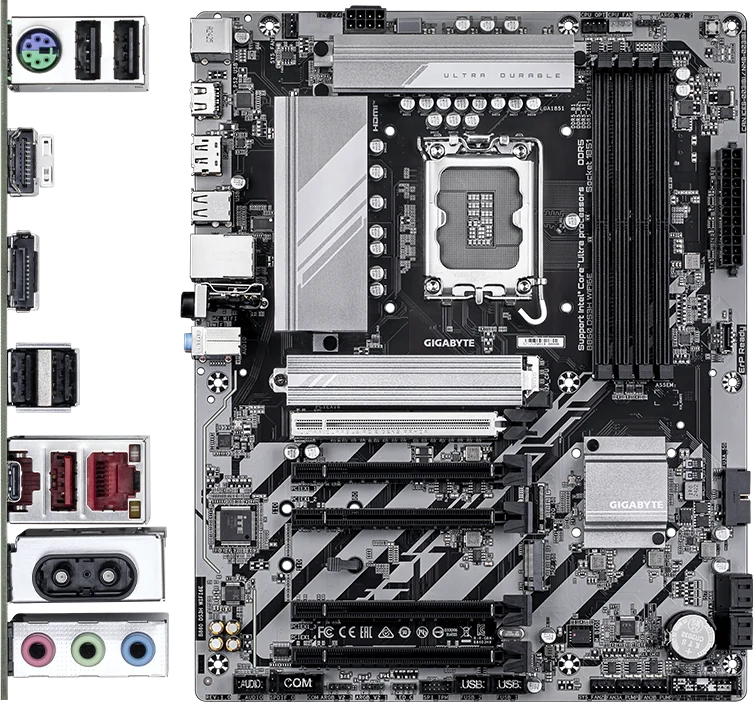 Панель ввода-вывода и плата GIGABYTE B860 DS3H WIFI6E