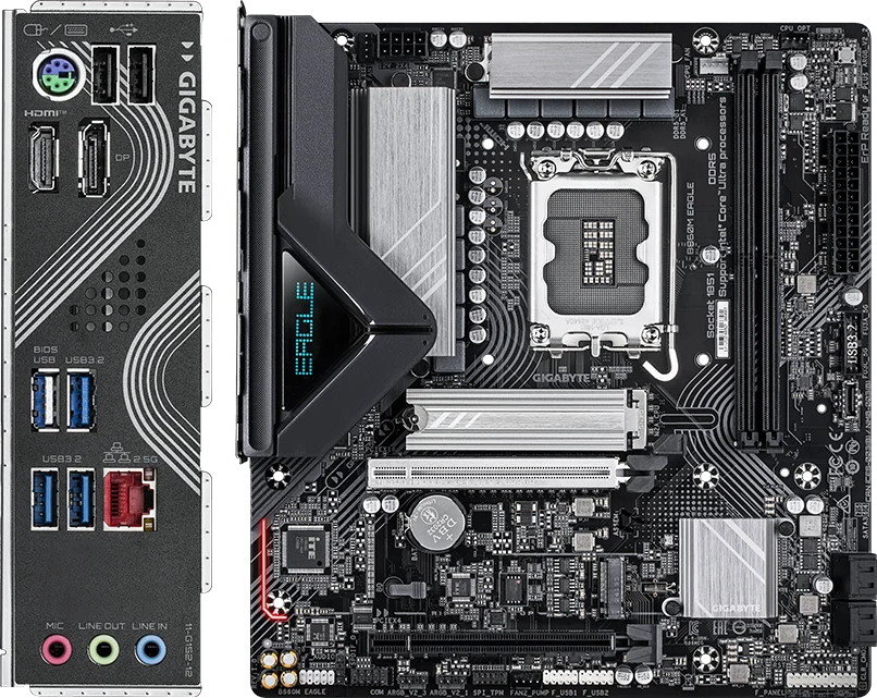 Панель ввода-вывода и плата GIGABYTE B860M EAGLE