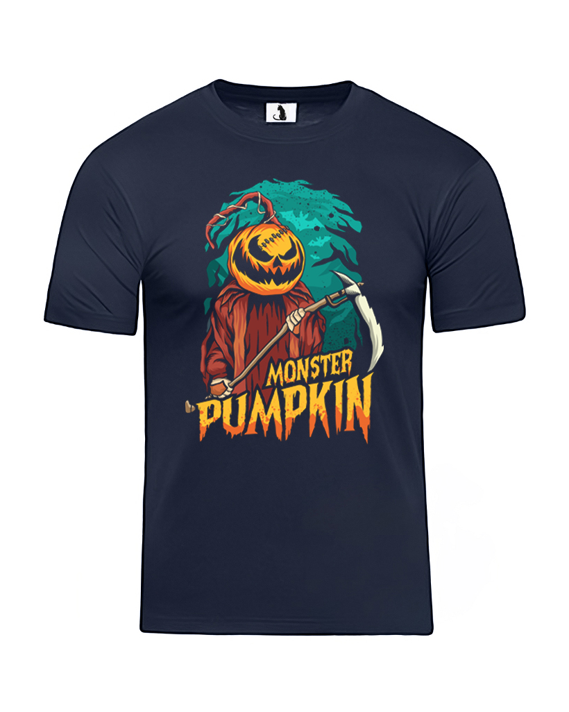 Образец футболки Monster Pumpkin unisex классического прямого кроя Футболка Monster Pumpkin unisex классического прямого кроя белая