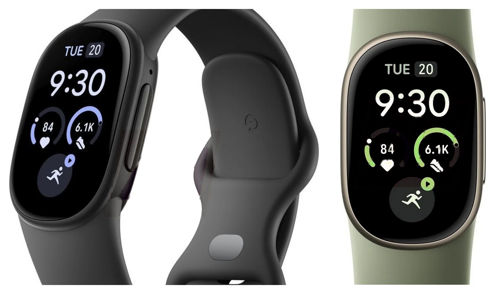 Fitbit Edge в чёрном и оливковом цветах на рендерах из утечки