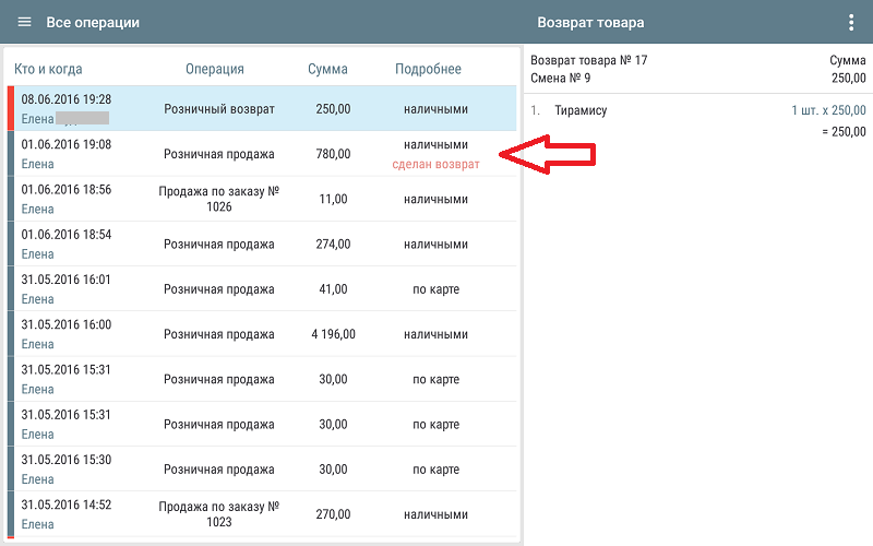 Информация о возврате товара