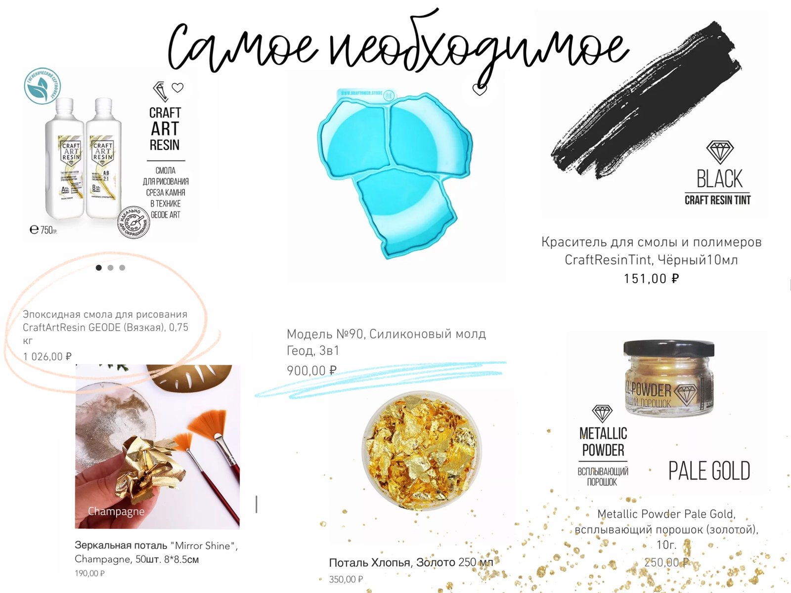 Материалы для эффекта звезды: смола CraftArtResin GEODE, молд «Геод» №90, краситель Black, поталь Pale Gold