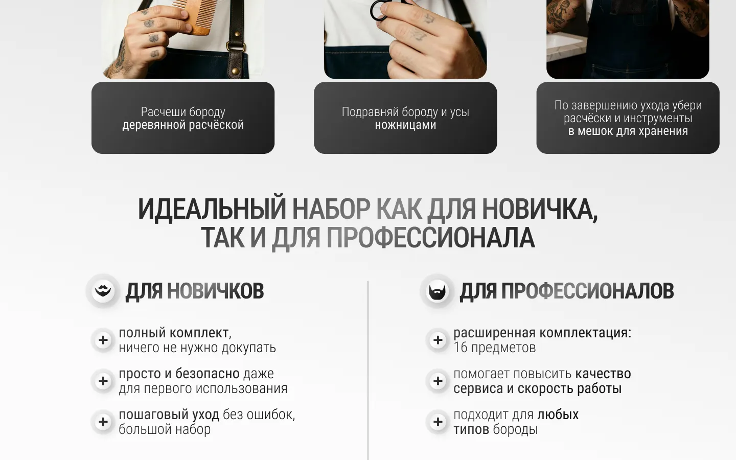 Средства и аксессуары RoiMen для аккуратной укладки бороды и усов