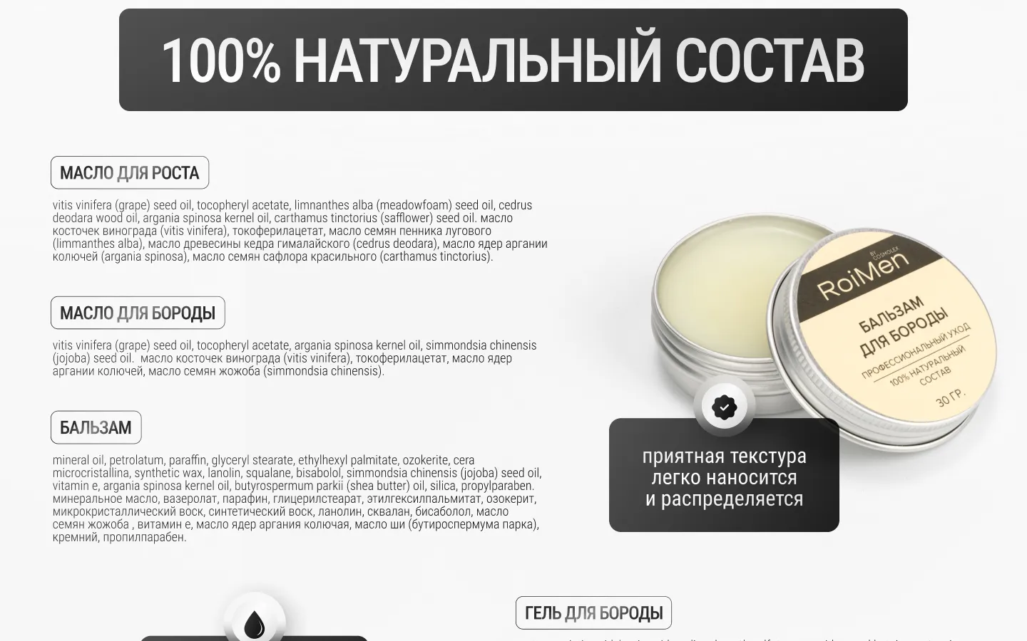Комплексный домашний уход за бородой и усами с набором RoiMen