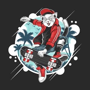 принт Кот-скейтер