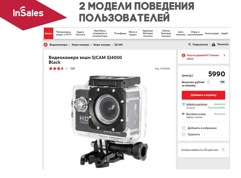 модели поведения пользователей InSales