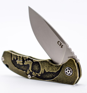 Складной нож Череп CH3504 Black, сталь S35VN