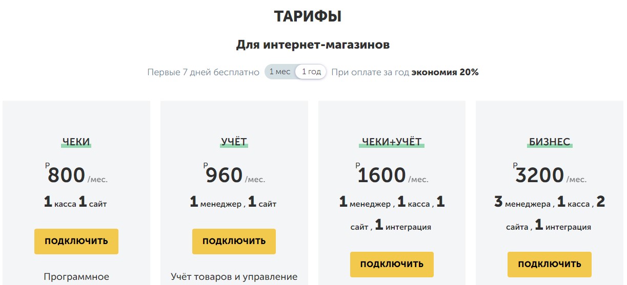 Тарифные планы для интернет-магазинов в ЕКАМ 
