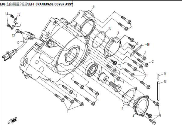 LEFT CRANKCASE COVER ASSY X8
